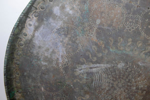 Antique Monumental Asian Turkish Moorish Tinned Copper Round Islamic Tray 19th C