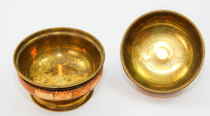 Moroccan Brass and Bone Overlay Box with Lid 1950s