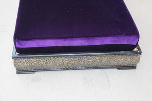 Vintage Moroccan Settee Low Bench, Daybed with Purple Cushion