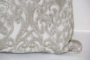 Turkish Moorish Ottoman Style Throw Pillow with Silver Metallic Embroidery