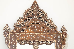 Damascene Moorish Bone Inlaid Mirrors With Floral Motif 52" H. A Pair