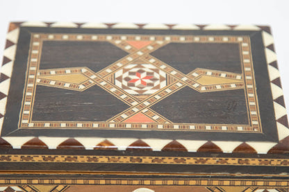 Moorish Wood Box Islamic Marquetry Mosaic Art Granada Spain Khatam Decor 1940s