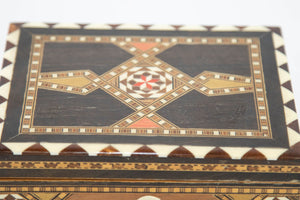 Moorish Wood Box Islamic Marquetry Mosaic Art Granada Spain Khatam Decor 1940s
