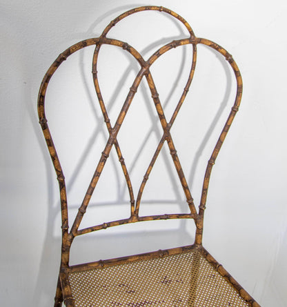 Italian Gilt Metal Faux Bamboo Dining Chairs 1950s Set of 4 — Italy