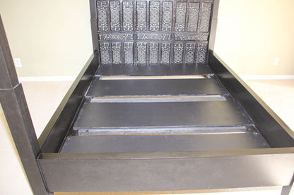 Hand-Carved Indo-Portuguese Moorish Queen Four-Poster Bed, India, 2000