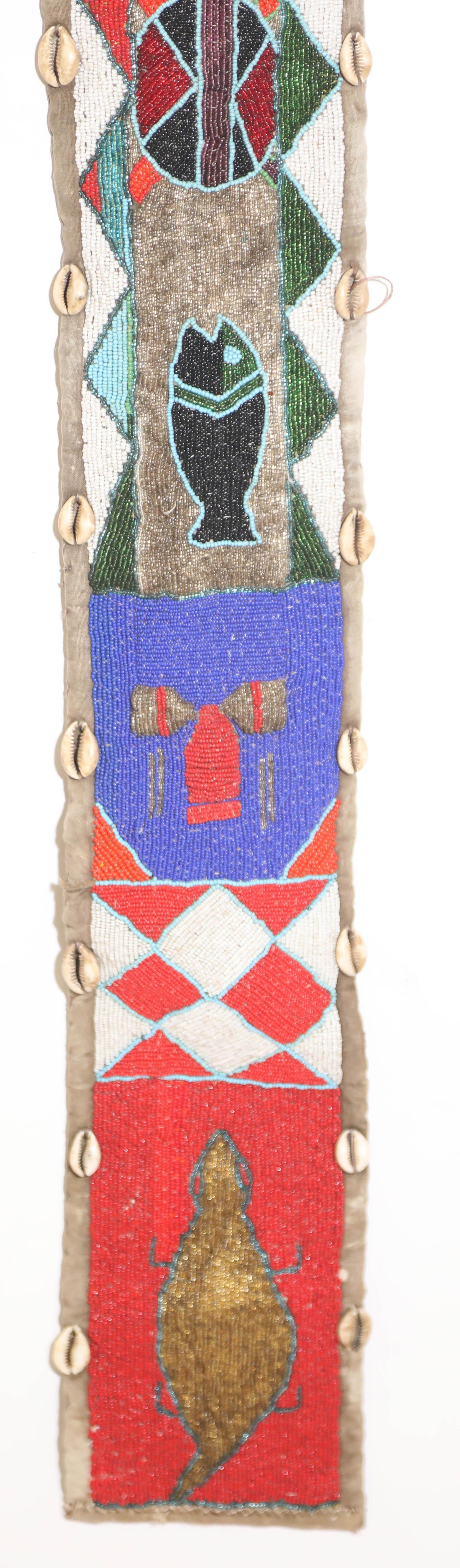 African Yoruba Diviner's Red Beaded Panel Sash 1950 — additional view 5