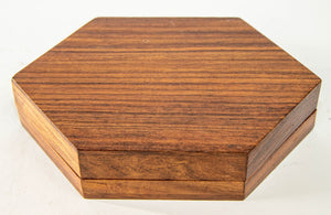 1960s Vintage Moroccan Inlaid Hexagonal Wood Box