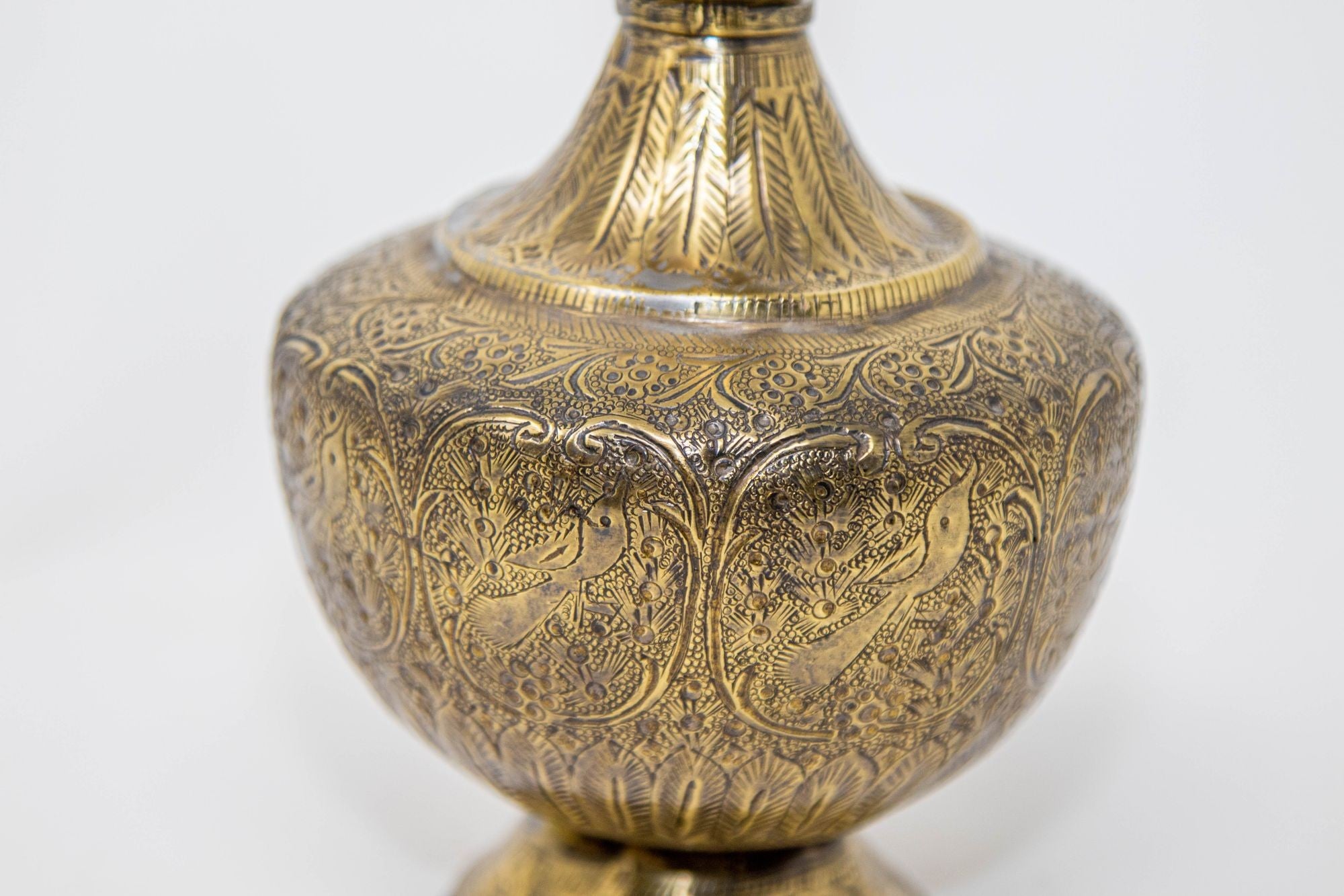 Antique Islamic Persian Brass Etched Vase 19th c.