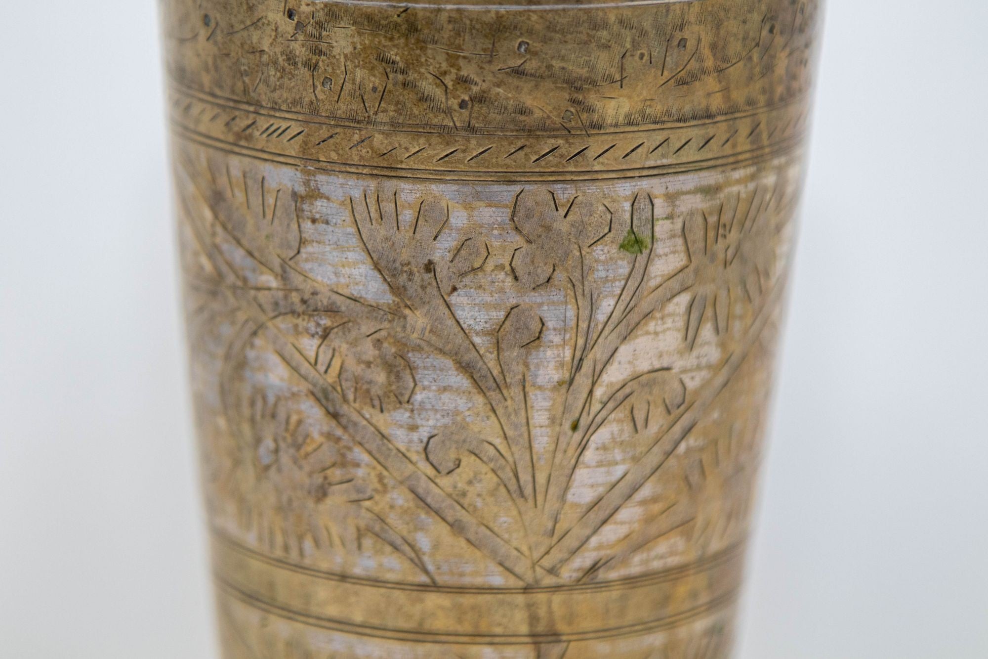 Antique Metal Engraved Mughal Beaker or Vase from India 1940s