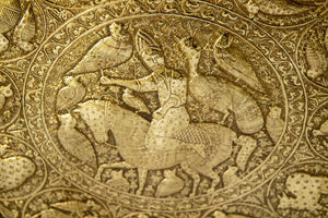 Collectible Islamic Asian Metalwork Polished Brass Tray Circa 1940s