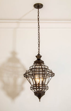 Vintage Moroccan Clear Glass Lantern Moorish Granada Spanish Style