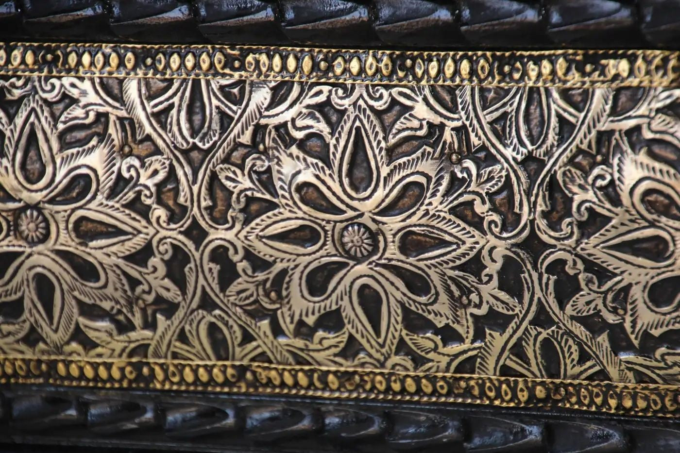 Vintage Moroccan Settee Low Bench, Day Bed with Red Cushion