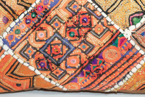 Vintage Pillow in Colorful Embroidered Fabric Patchwork Rajasthan India