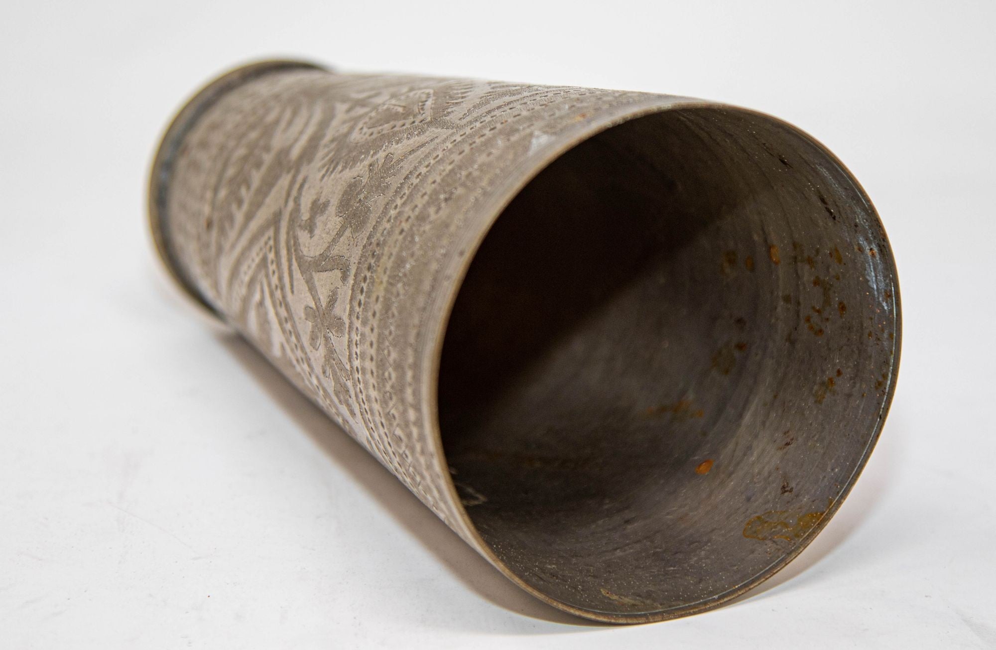 Antique Metal Engraved Beaker or Vase from India 1940s