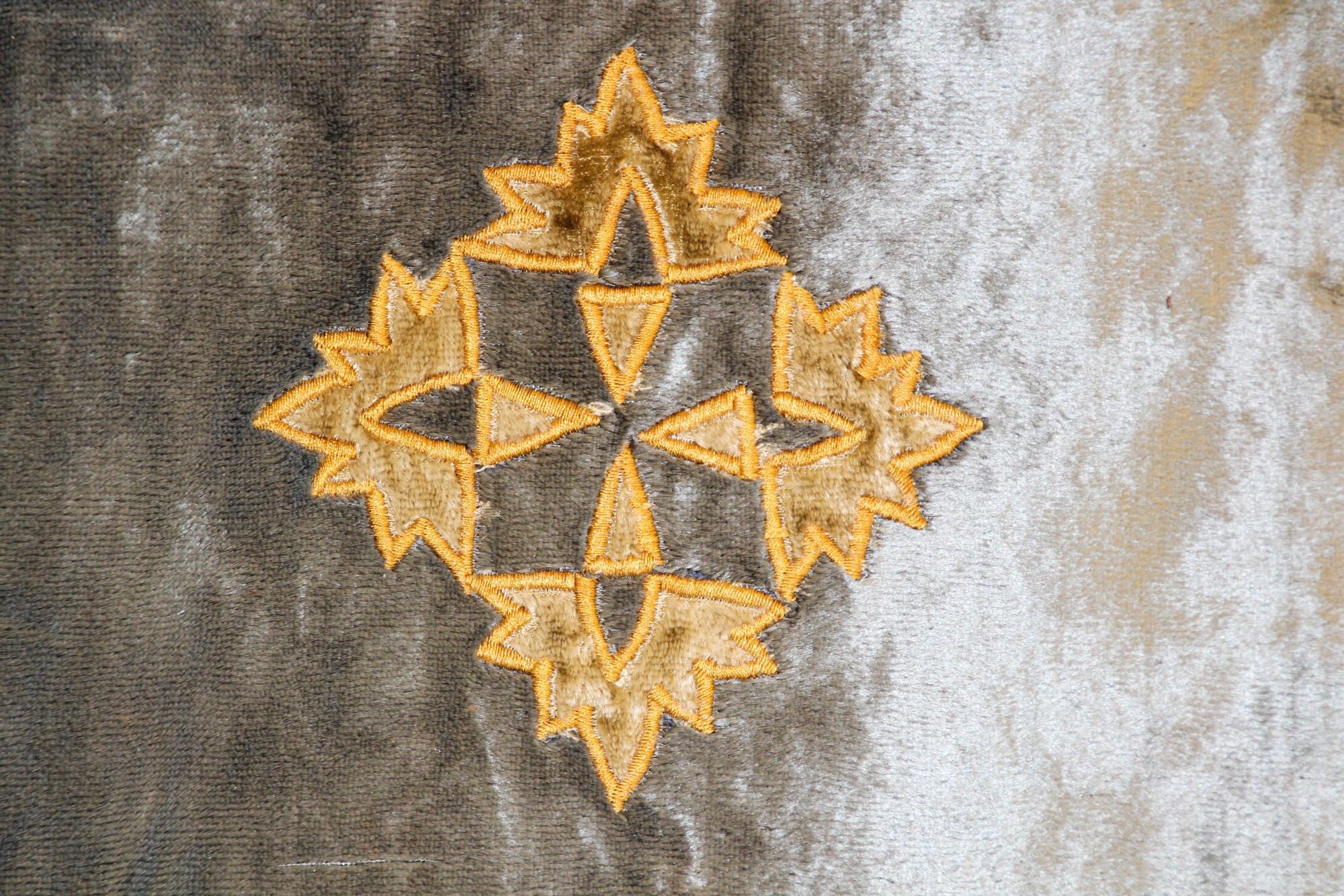 Baroque Venetian Style, Blue and Gold Velvet Pillow, Elaborate Applique Work