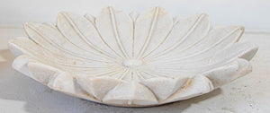 White Marble Open Lotus Flower Shape Large Blow Hand-Carved in India Raj Mughal