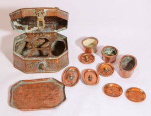 Handcrafted Antique Tinned Copper Metal Betel Box, India