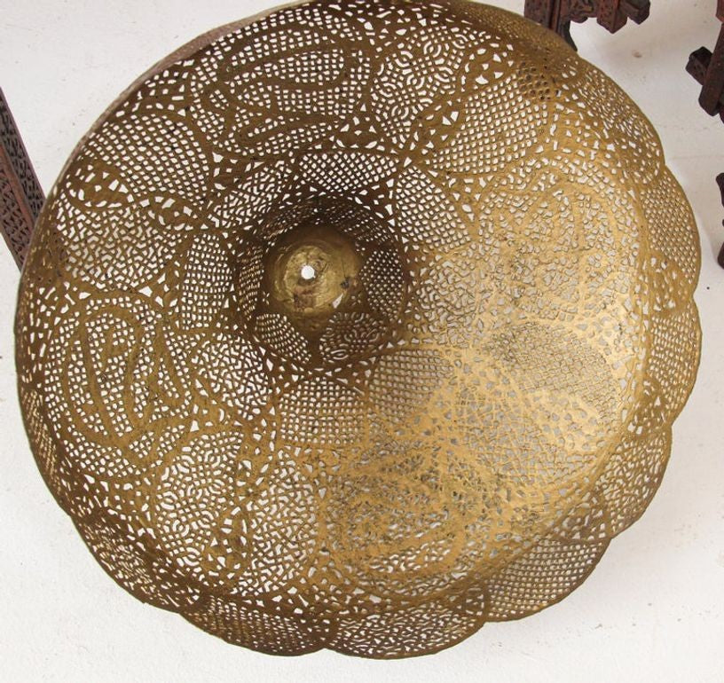 Antique Moorish Brass Table Lamp with Arabic Script