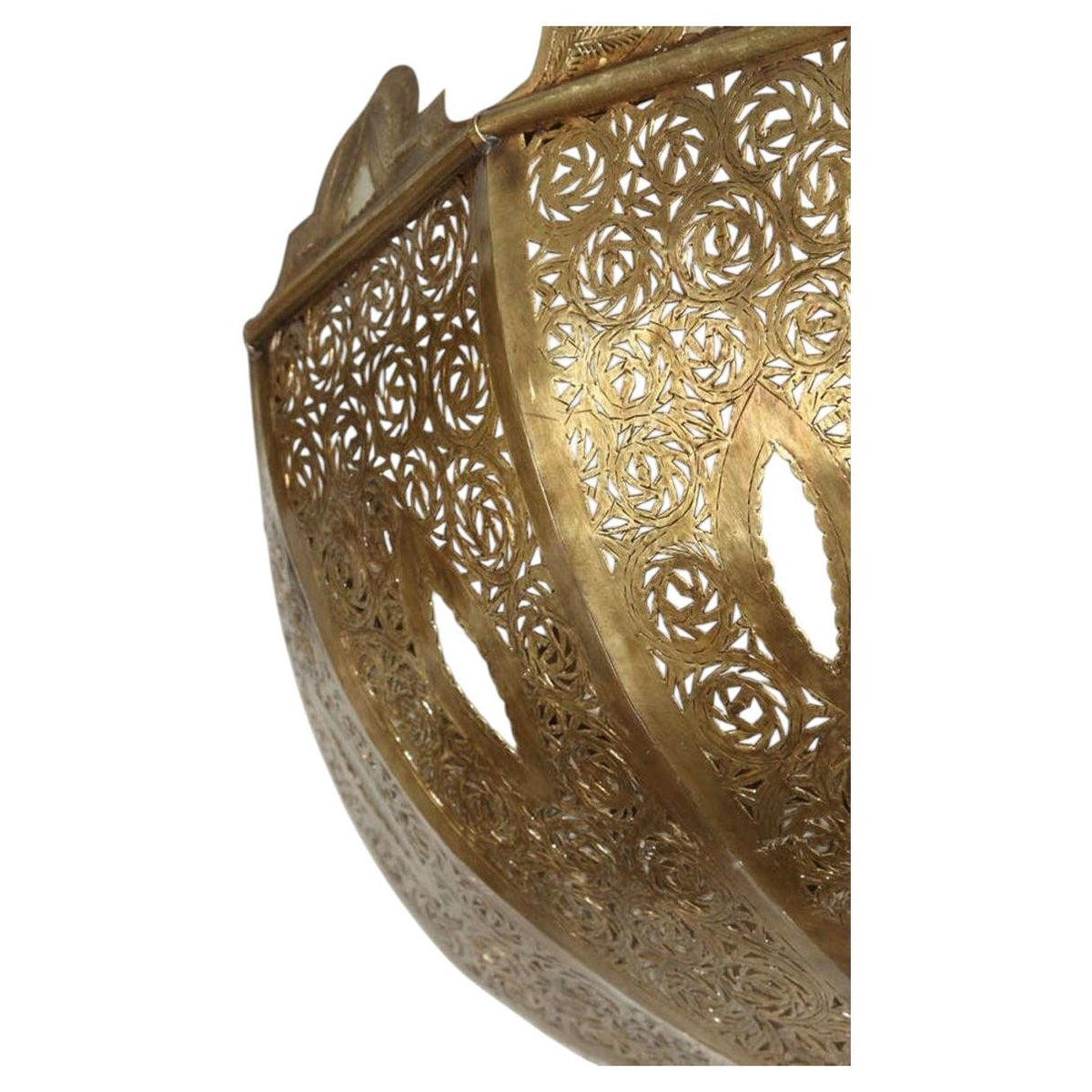 Oversized Moroccan Pierced Brass Filigree Chandelier, Moorish Style — Morocco