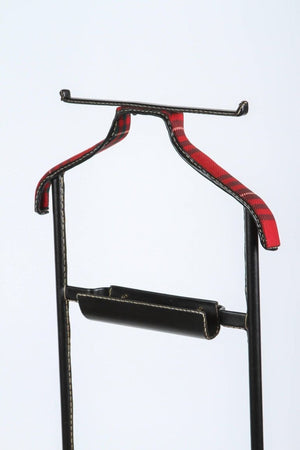 Jacques Adnet For Hermes French Valet Leather Wrapped with Original Tartan Plaid
