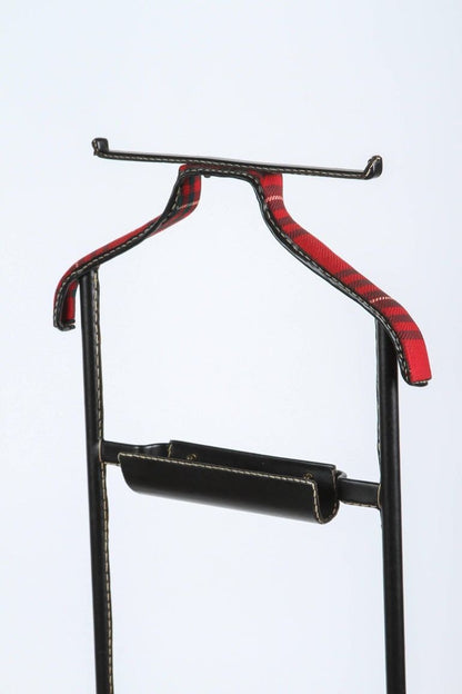 Jacques Adnet Valet Leather Wrapped with Original Tartan Plaid