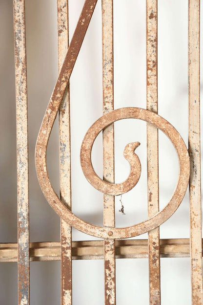 Set of French Painted Double Entry Door with Iron Insert