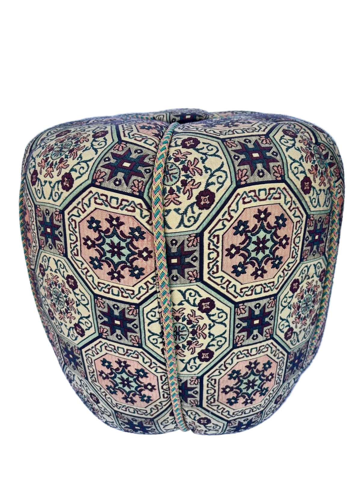 Moroccan Pouf Upholstered in Moorish Textile Fabric Stool
