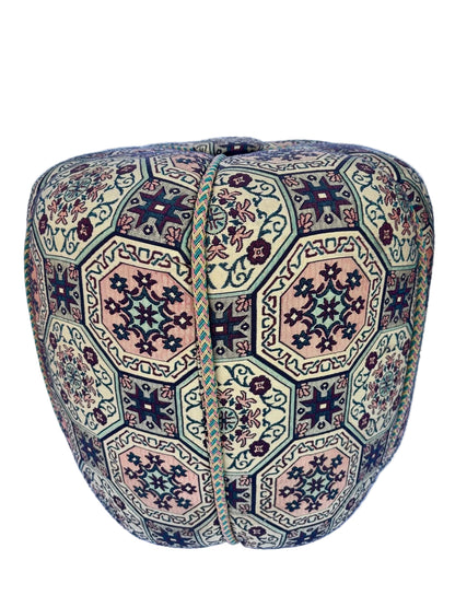 Moroccan Pouf Upholstered in Moorish Textile Fabric Stool