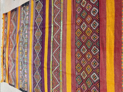 Vintage Hand-Woven Berber Kilim Rug by Moroccan Artisans, 6.5x10 ft