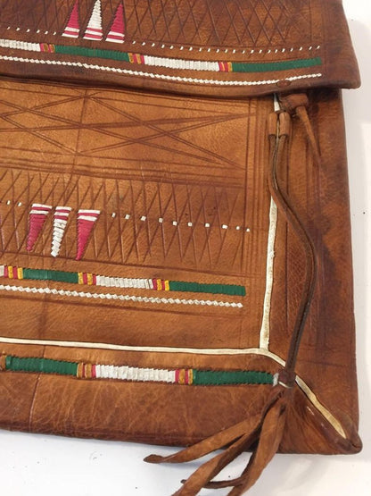 Antique African Tuareg Moroccan Shoulder Leather Bag 1960s Collectible