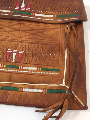Antique African Tuareg Moroccan Shoulder Leather Bag 1960's Collectible