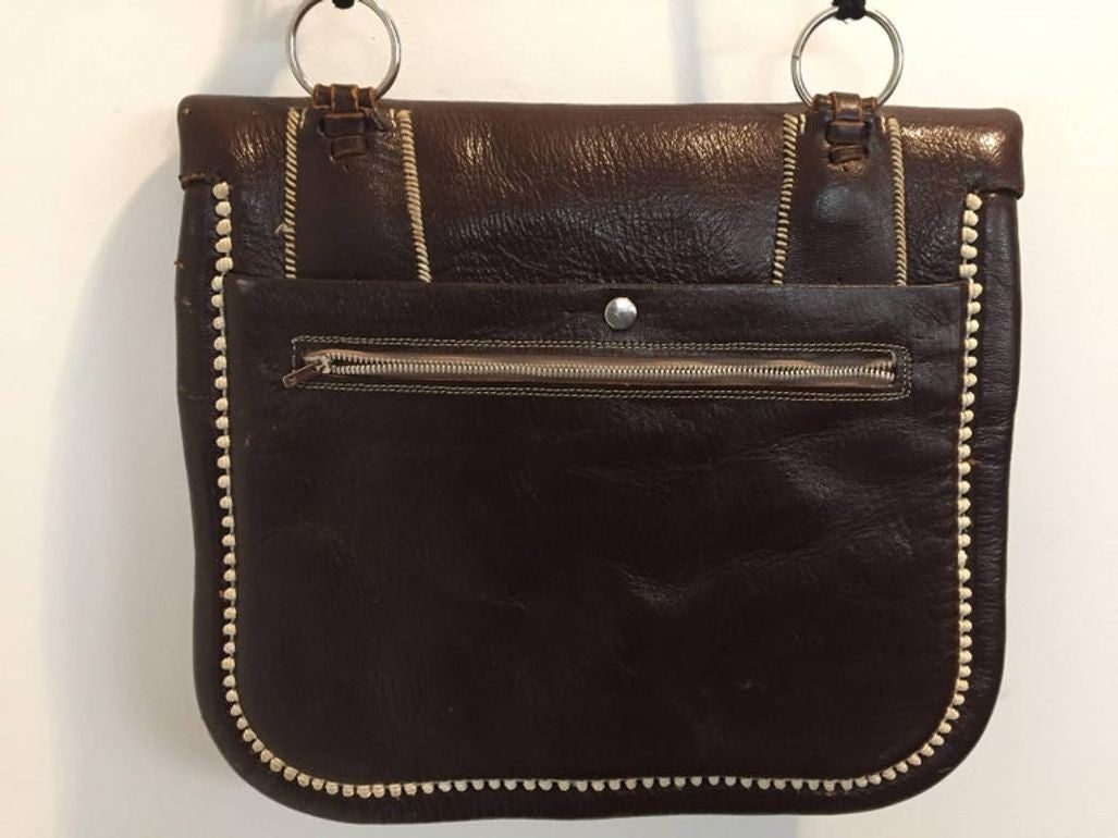 Collectible Vintage Hand-tooled Leather African Berber Tribal Moroccan Bag 1960