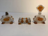 Vintage 1930s Art Deco Karl Palda Crystal Vanity Set of Three Pieces