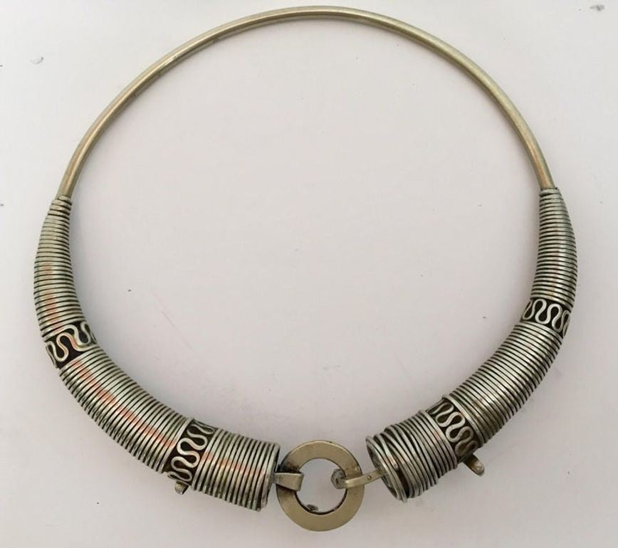 Traditional Silver Torque Necklace Chocker from Rajasthan India