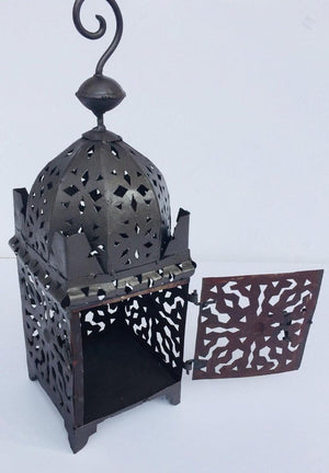 Moroccan Hurricane Metal Candle Lantern Indoor or Outdoor