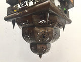 Moroccan Hall Lantern Light Fixture with Multi-Color Glass Moorish Style