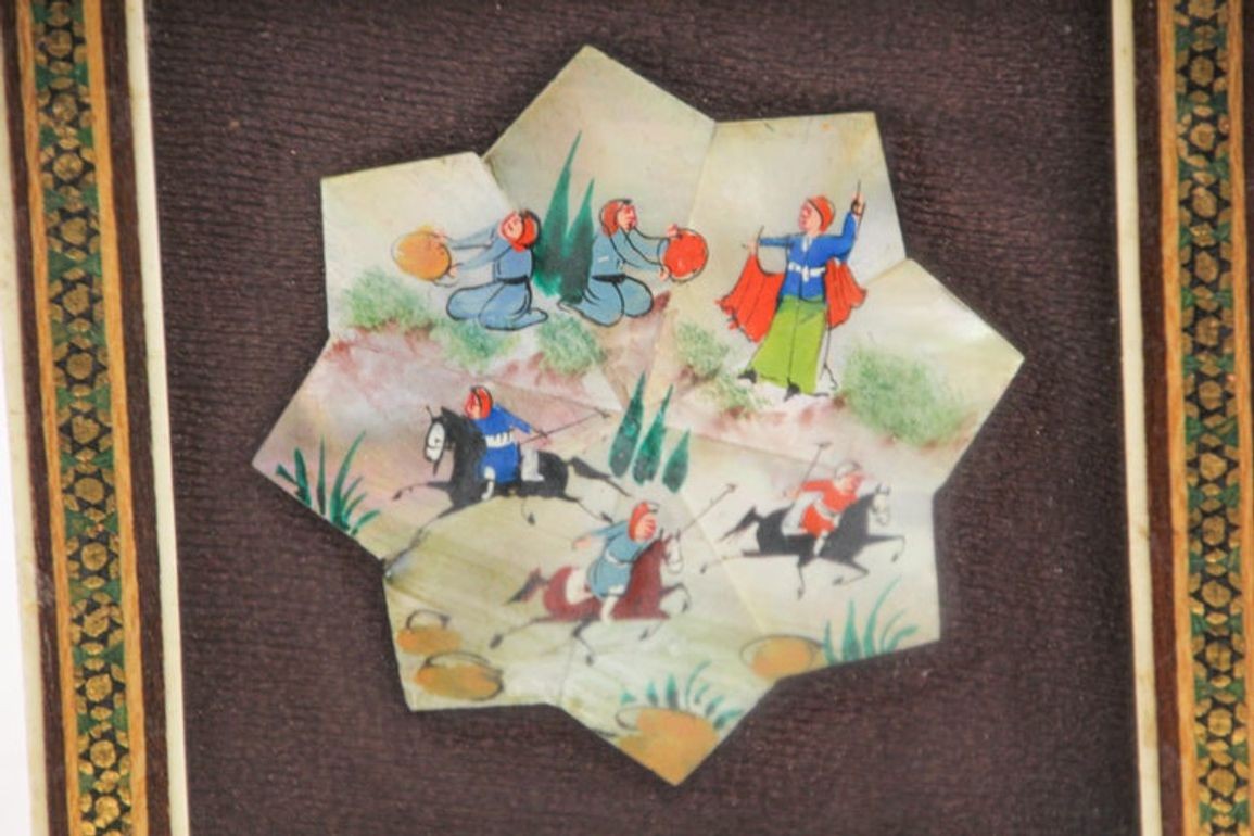 Framed Middle Eastern Miniature Painting on Shell