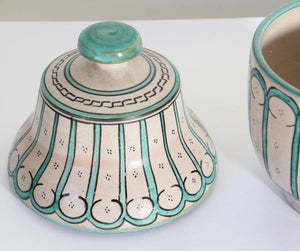 Moorish Ceramic Glazed Covered Urn Handcrafted in Fez Morocco