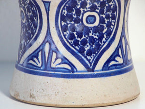 Moroccan Ceramic Blue and White Moorish Jar from Fez 1950s