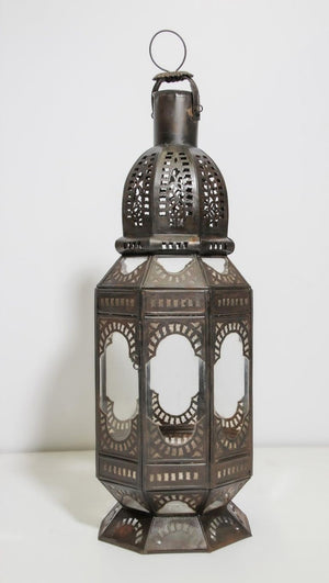Moroccan Metal and Clear Glass Candle Lantern