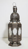 Moroccan Metal and Clear Glass Candle Lantern