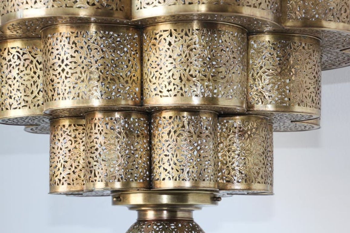 Large Moroccan Brass Chandelier Moorish Alhambra