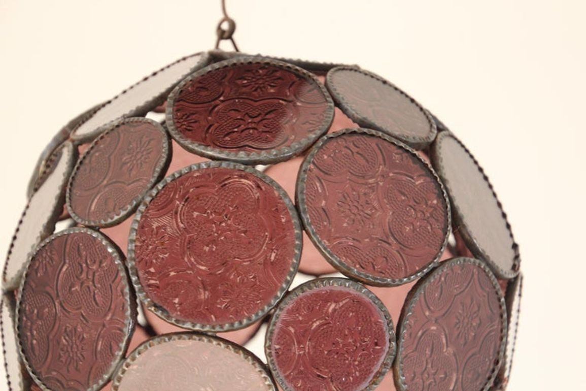 Handcrafted Moroccan Moorish Lavender Glass Lantern or Orb Pendant