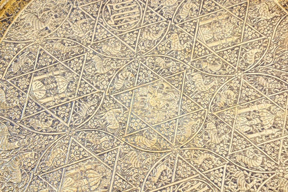 Large Antique Decorative Indo-Persian Mughal Hammered Brass Tray 19th c.