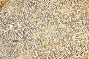 Large Antique Decorative Indo-Persian Mughal Hammered Brass Tray 19th c.