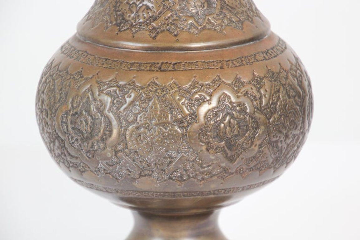 Moorish Copper Footed Vase, Handmade Turkish Design, Mid-20th Century
