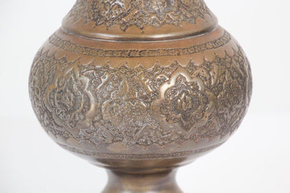 Moorish Copper Footed Vase, Handmade Turkish Design, Mid-20th Century