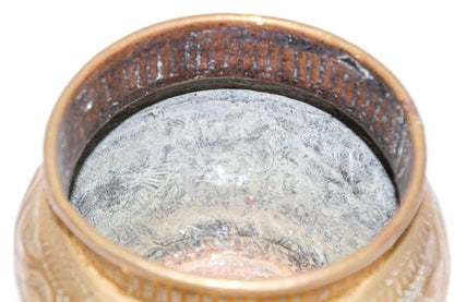 Middle Eastern Islamic Brass Bowl with Egyptian Scene
