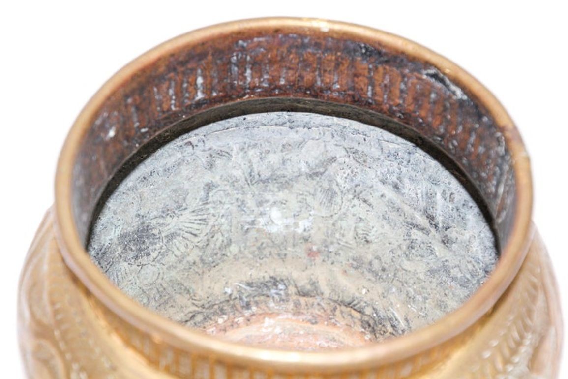 Middle Eastern Islamic Brass Bowl with Egyptian Scene