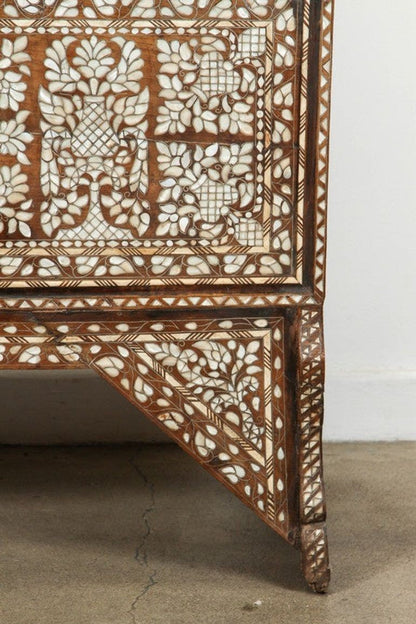 Large 19th-Century Ottoman Levantine Mother-of-Pearl Inlaid Dowry Chest